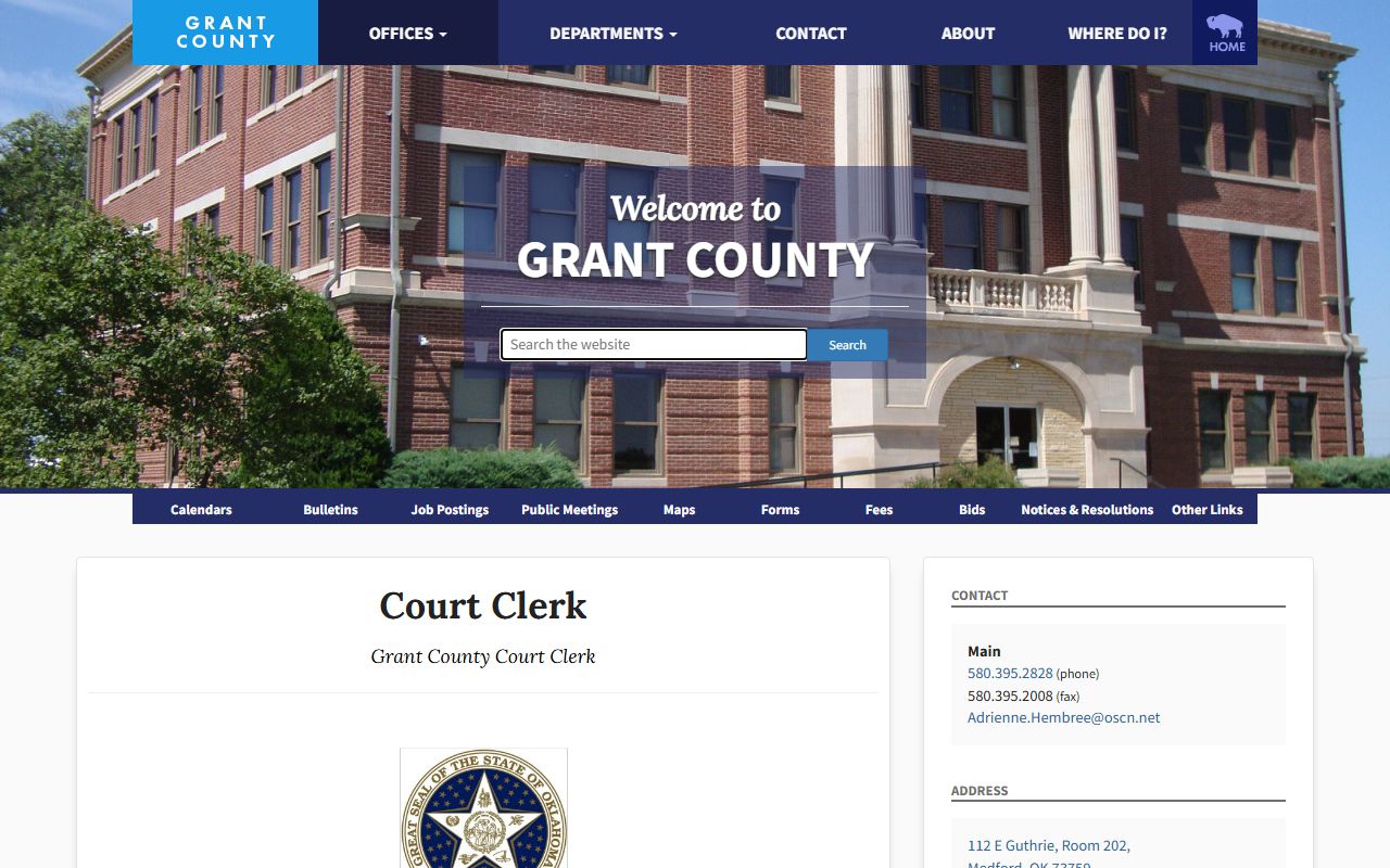 Grant County jail mugshots court clerk source showing court records not booking photos